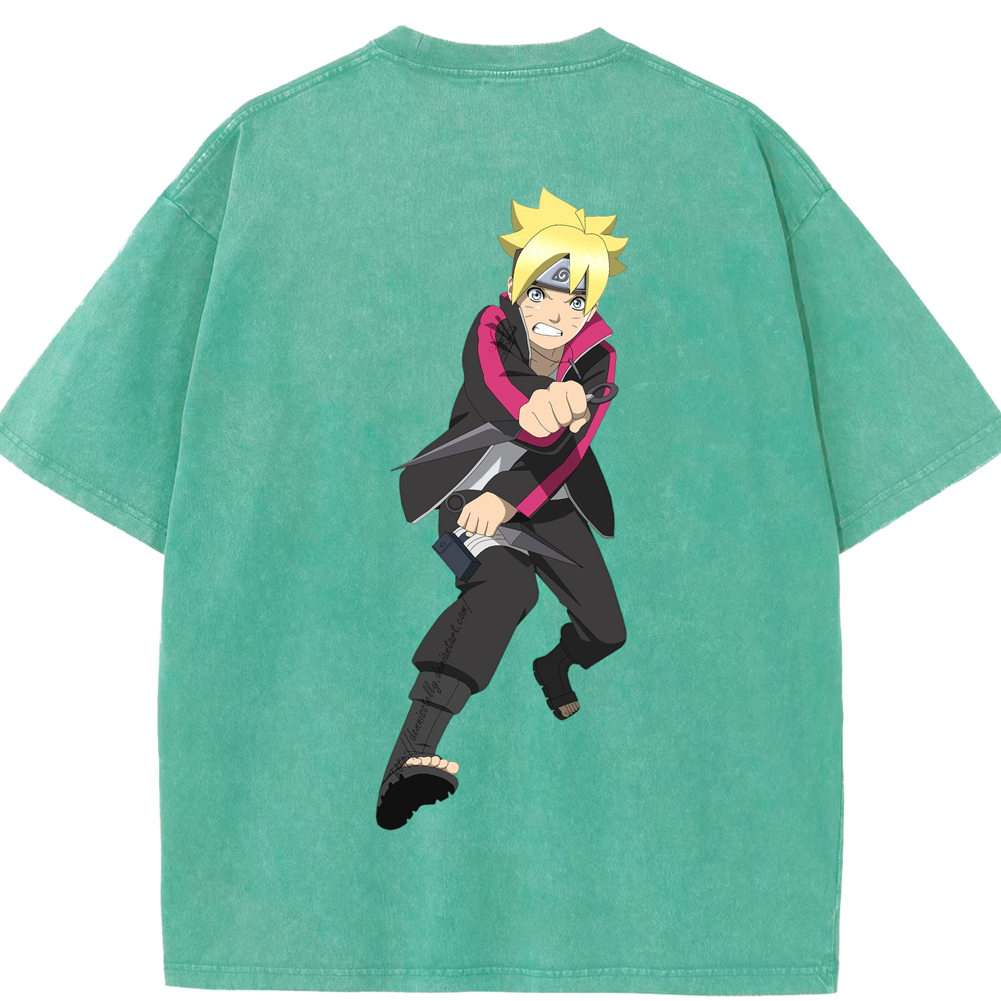 （画像用） NARUTO -ナルト- うずまき ボルト Uzumaki Boruto 綿100% ヴィンテージ風 半袖Tシャツ（背面プリント）